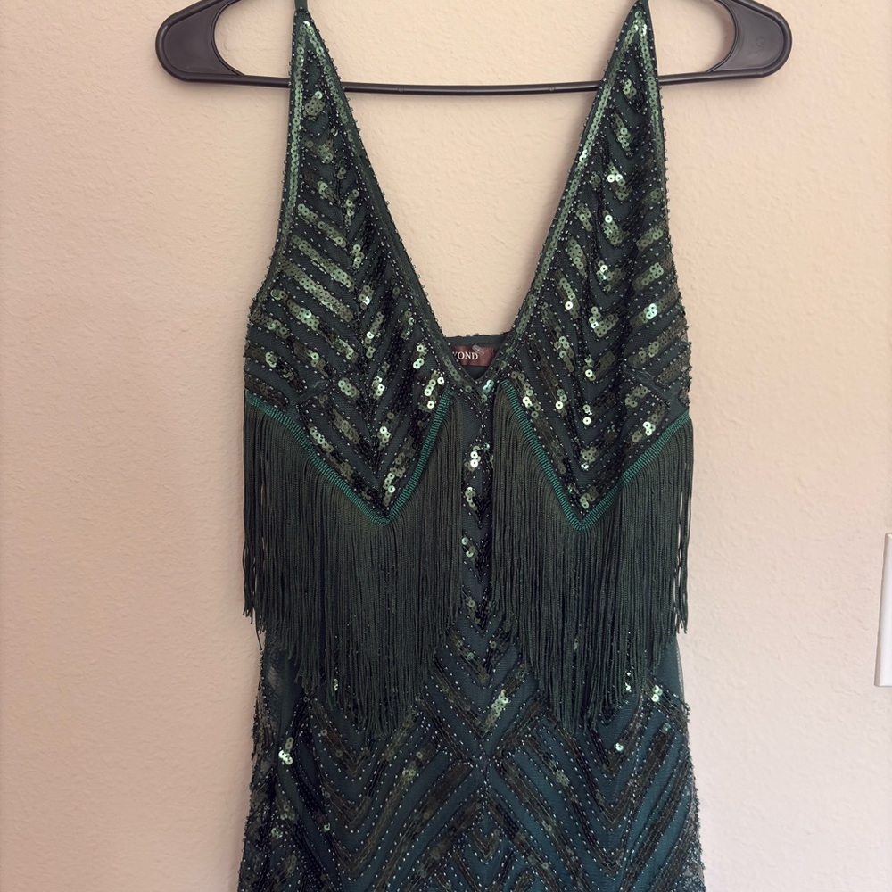 Green Sequin Fringe Dress